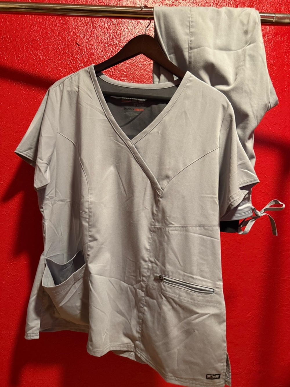 64. Grey's Anatomy Light Gray V-Neck Scrub Set
